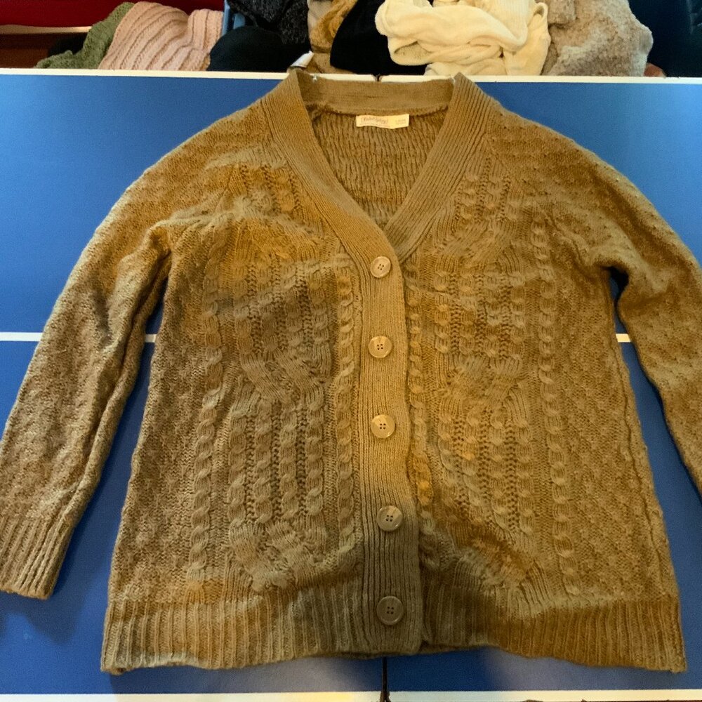 Tan Faded Glory Cardigan - Large